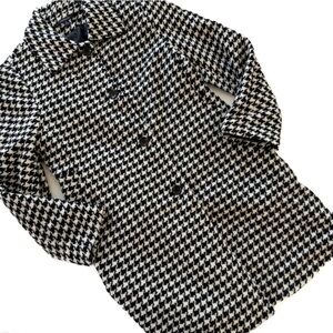 Chadwick’s Coat Womens 10 Black White Houndstooth Wool Old Money Pea Coat